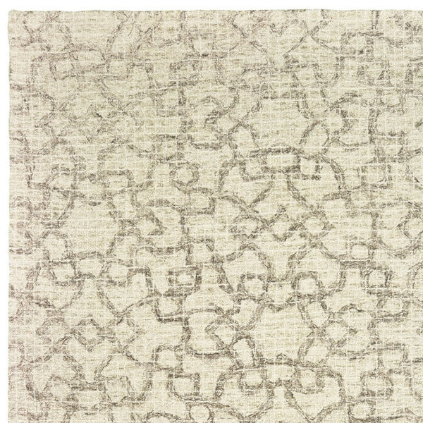 HomeRoots 5' Hand-Tufted Wool Area Rug in Tan and Ivory - Elegant Geometric Design for Any Living Space 10' X 13' 576316