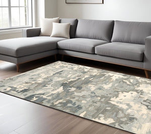 Homeroots 4' Elevate Your Home With A Soft Gray Wool Abstract Hand Tufted Area Rug For Timeless Style 10' X 13' Wool 576317