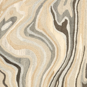 Homeroots 4' Abstract Hand-tufted Beige And Charcoal Wool Area Rug - Artful Design For Elegant Home Décor 10' X 13' Wool 576318