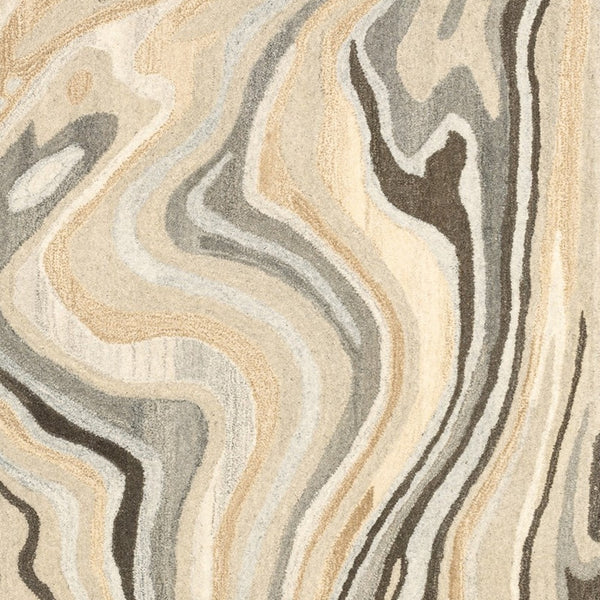 Homeroots 4' Abstract Hand-tufted Beige And Charcoal Wool Area Rug - Artful Design For Elegant Home Décor 10' X 13' Wool 576318