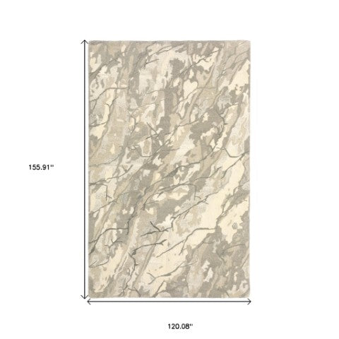 Homeroots 4' Beige Abstract Hand-tufted Wool Area Rug - Elevate Your Living Space With Style And Warmth 10' X 13' Wool 576319