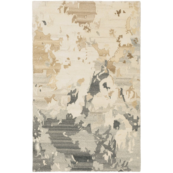 HomeRoots 4' Elegant Hand-Tufted Wool Area Rug in Beige and Charcoal - Modern Abstract Design for Cozy Spaces 10' X 13' 576320