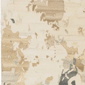 Homeroots 4' Enhance Your Living Space With A Beige And Charcoal Abstract Hand-tufted Wool Area Rug 10' X 13' Wool 576320