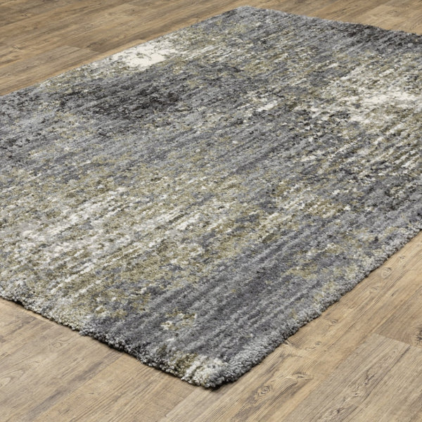 Homeroots 4' Cozy Gray Abstract Shag Area Rug - Soft, Stain-resistant Design Perfect For Modern Homes 10' X 13' Polyester 576321