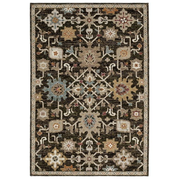 Homeroots 2' Elegant Brown Oriental Area Rug - Stain Resistant, Soft Texture, Perfect For Homes With Kids & Pets 10' X 13' Polypropylene 576323