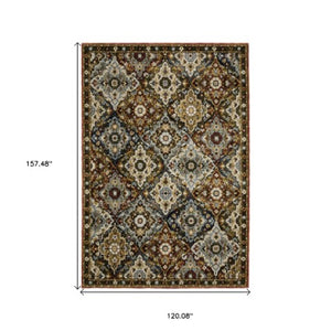 Homeroots 2' Charming Medallion Area Rug In Red, Yellow & Ivory - Stain Resistant For Homes With Kids & Pets 10' X 13' Polypropylene 576324