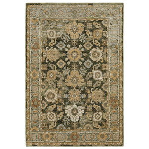 Homeroots 2' Enchanting Green Oriental Area Rug - Stain Resistant, Perfect For Homes With Kids And Pets! 10' X 13' Polypropylene 576325