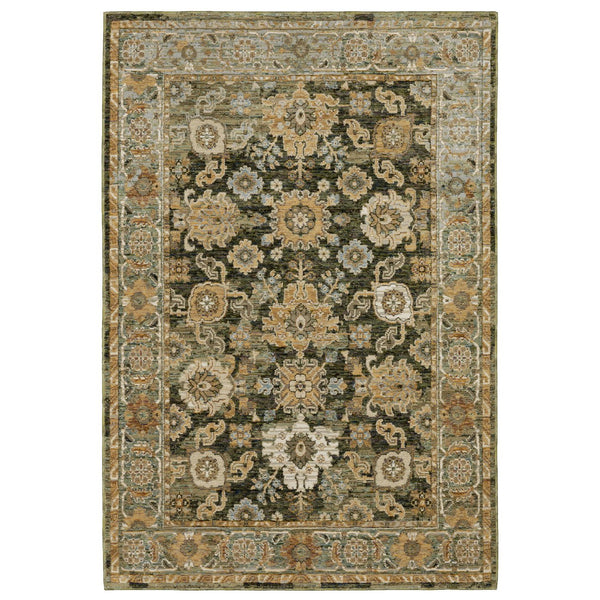 Homeroots 2' Enchanting Green Oriental Area Rug - Stain Resistant, Perfect For Homes With Kids And Pets! 10' X 13' Polypropylene 576325