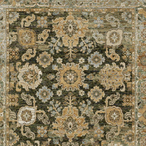Homeroots 2' Enchanting Green Oriental Area Rug - Stain Resistant, Perfect For Homes With Kids And Pets! 10' X 13' Polypropylene 576325