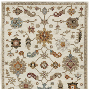 Homeroots 2' Ivory Oriental Area Rug - Stylish Power Loom Design, Stain Resistant, Perfect For Any Decor 10' X 13' Polypropylene 576326