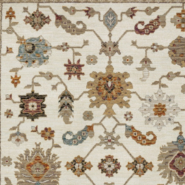 Homeroots 2' Ivory Oriental Area Rug - Stylish Power Loom Design, Stain Resistant, Perfect For Any Decor 10' X 13' Polypropylene 576326