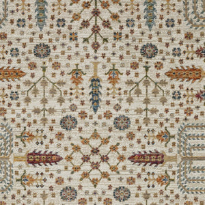 Homeroots 2' Inviting Ivory And Gold Oriental Area Rug - Stain Resistant, Stylish Design For Any Space 10' X 13' Polypropylene 576332