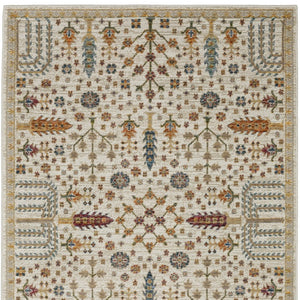 Homeroots 2' Inviting Ivory And Gold Oriental Area Rug - Stain Resistant, Stylish Design For Any Space 10' X 13' Polypropylene 576332