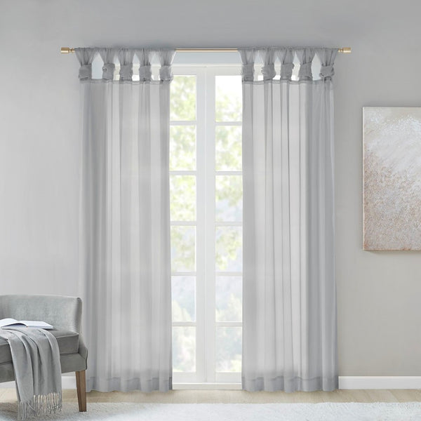 English Elm Twist Tab Voile Sheer Window Panels - Lightweight, Elegant Drapery For Natural Light & Easy Care B03598217-GIGA