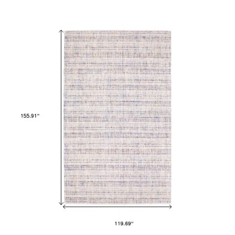Homeroots 5' Ivory Striped Hand-tufted Area Rug - Add Elegant Texture And Style To Enhance Your Home Decor 10' X 13' Wool Blend 576341