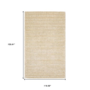 Homeroots 5' Ivory Striped Hand-tufted Area Rug - Add Elegant Texture And Style To Enhance Your Home Decor 10' X 13' Wool Blend 576343