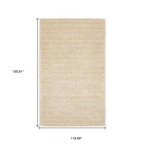Homeroots 5' Ivory Striped Hand-tufted Area Rug - Add Elegant Texture And Style To Enhance Your Home Decor 10' X 13' Wool Blend 576343