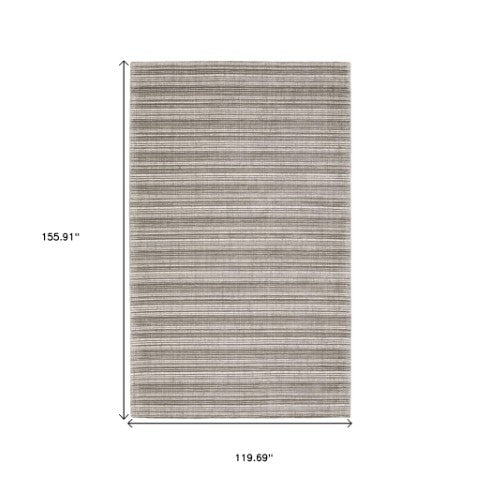 Homeroots 5' Ivory Striped Hand-tufted Area Rug - Add Elegant Texture And Style To Enhance Your Home Decor 10' X 13' Wool Blend 576344