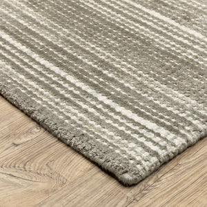 Homeroots 5' Ivory Striped Hand-tufted Area Rug - Add Elegant Texture And Style To Enhance Your Home Decor 10' X 13' Wool Blend 576344
