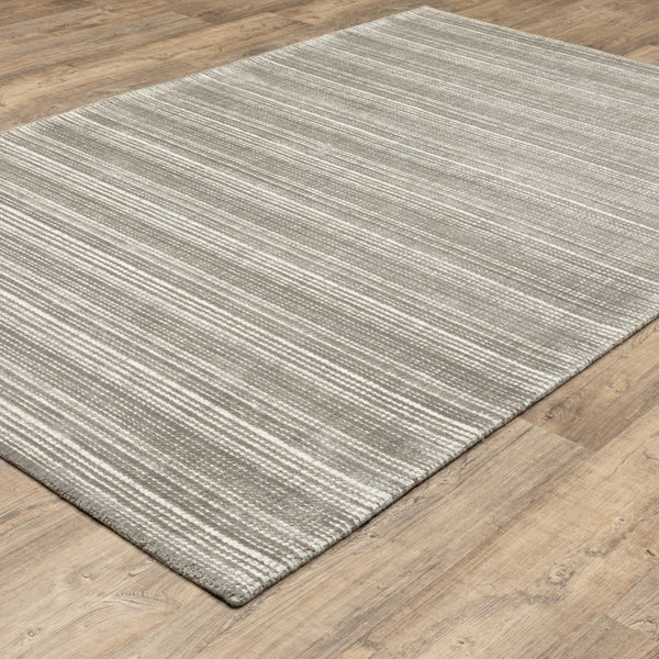 Homeroots 5' Ivory Striped Hand-tufted Area Rug - Add Elegant Texture And Style To Enhance Your Home Decor 10' X 13' Wool Blend 576344
