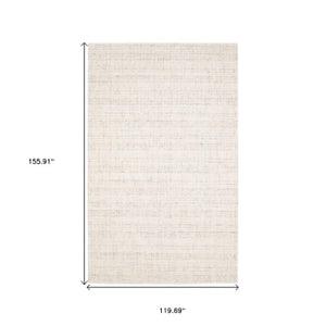Homeroots 5' Ivory Striped Hand-tufted Area Rug - Add Elegant Texture And Style To Enhance Your Home Decor 10' X 13' Wool Blend 576348