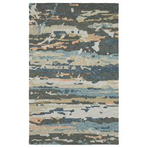 HomeRoots 5' Abstract Gray and Blue Hand-Tufted Wool Area Rug - Soft, Durable, and Perfect for Any Room Decor 10' X 13' 576349