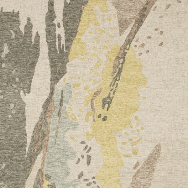 Homeroots 5' Beige Wool Abstract Hand-tufted Area Rug – Elevate Your Living Space With Style And Sophistication 10' X 13' Wool 576350