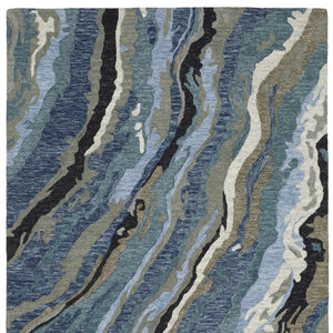 Homeroots 5' Abstract Hand-tufted Area Rug In Blue And Teal - Elevate Your Space With Style And Warmth 10' X 13' Wool 576351