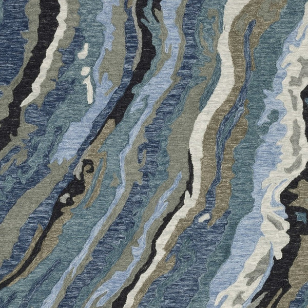 Homeroots 5' Abstract Hand-tufted Area Rug In Blue And Teal - Elevate Your Space With Style And Warmth 10' X 13' Wool 576351