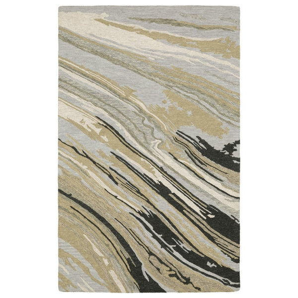 HomeRoots 5' Gray Wool Abstract Hand-Tufted Area Rug - Contemporary Artistry and Cozy Comfort for Your Home 10' X 13' 576353