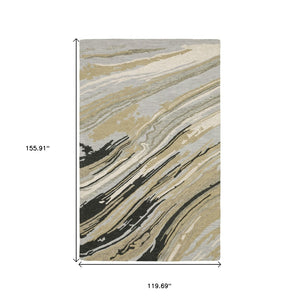 HomeRoots 5' Gray Wool Abstract Hand-Tufted Area Rug - Contemporary Artistry and Cozy Comfort for Your Home 10' X 13' 576353