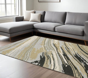 HomeRoots 5' Gray Wool Abstract Hand-Tufted Area Rug - Contemporary Artistry and Cozy Comfort for Your Home 10' X 13' 576353