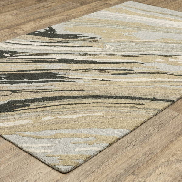 HomeRoots 5' Gray Wool Abstract Hand-Tufted Area Rug - Contemporary Artistry and Cozy Comfort for Your Home 10' X 13' 576353