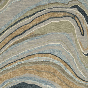 HomeRoots 5' Gray and Blue Wool Hand-Tufted Area Rug - Modern Abstract Design for Stylish Home Décor 10' X 13' 576355