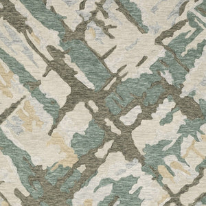 HomeRoots 5' Hand-Tufted Wool Area Rug in Gray and Teal - Contemporary Abstract Design for Cozy Spaces 10' X 13' 576356