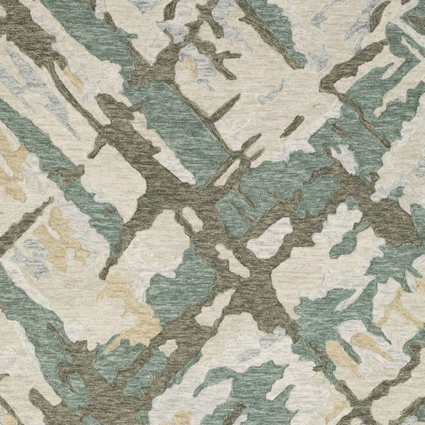HomeRoots 5' Hand-Tufted Wool Area Rug in Gray and Teal - Contemporary Abstract Design for Cozy Spaces 10' X 13' 576356