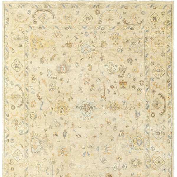 HomeRoots 6' Hand-Knotted Beige and Gray Wool Oriental Area Rug – Timeless Elegance for Any Room Decor 10' X 14' 576357