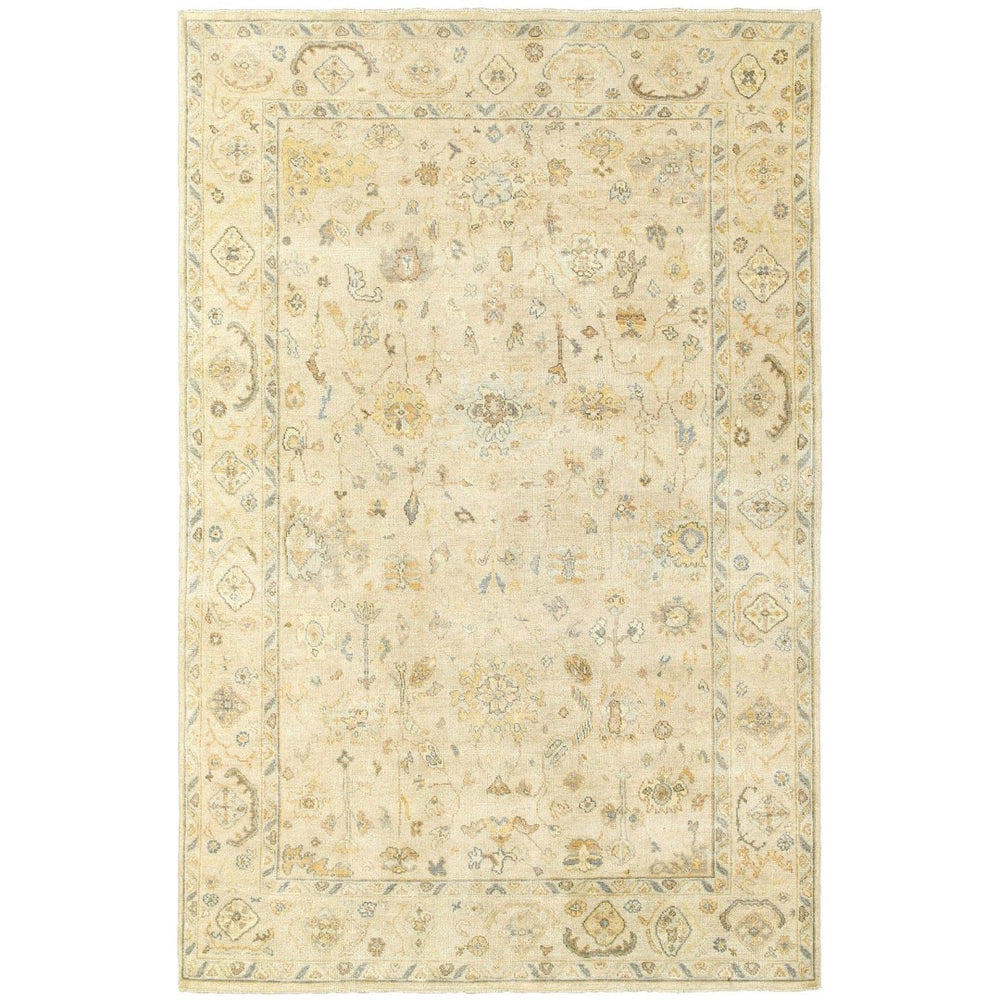 HomeRoots 6' Hand-Knotted Beige and Gray Wool Oriental Area Rug – Timeless Elegance for Any Room Decor 9' X 12' 576358
