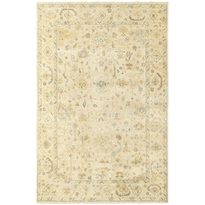HomeRoots 6' Hand-Knotted Beige and Gray Wool Oriental Area Rug – Timeless Elegance for Any Room Decor 9' X 12' 576358