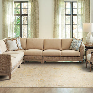 HomeRoots 6' Hand-Knotted Beige and Gray Wool Oriental Area Rug – Timeless Elegance for Any Room Decor 9' X 12' 576358