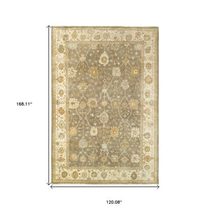 HomeRoots 6' Hand-Knotted Wool Oriental Area Rug in Brown and Beige - Timeless Design for Elegant Interiors 10' X 14' 576359