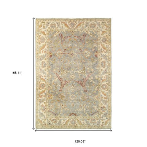 Homeroots 2' Elegant Gray Wool Oriental Hand Knotted Area Rug For Timeless Style And Cozy Ambiance 10' X 14' Wool 576363