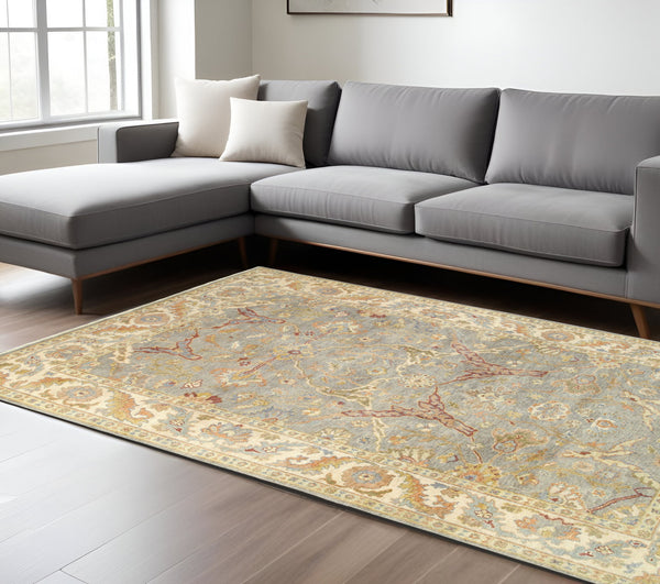 Homeroots 2' Elegant Gray Wool Oriental Hand Knotted Area Rug For Timeless Style And Cozy Ambiance 9' X 12' Wool 576364
