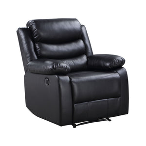 English Elm Eilbra Black Faux Leather Power Recliner with Pocket Coil Seat, Pillow Top Arms, 220lb Capacity B2726P281454