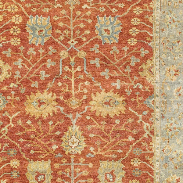 Homeroots 2' Hand Knotted Red And Gray Wool Oriental Area Rug – Unique Artisan Craftsmanship For Your Home 10' X 14' Wool 576365