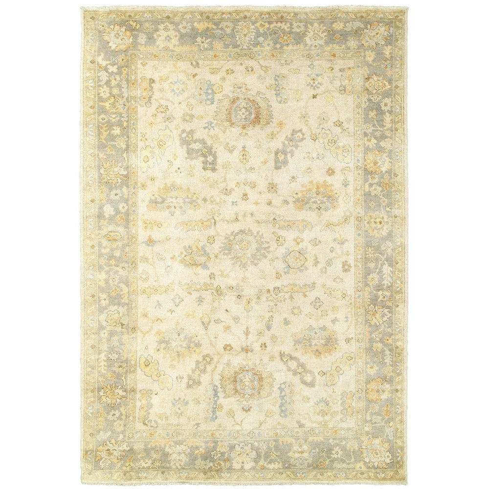HomeRoots 6' Hand-Knotted Wool Oriental Area Rug in Beige and Gray – Timeless Elegance for Any Space 9' X 12' 576368