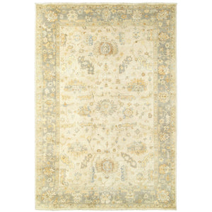 HomeRoots 6' Hand-Knotted Wool Oriental Area Rug in Beige and Gray – Timeless Elegance for Any Space 9' X 12' 576368
