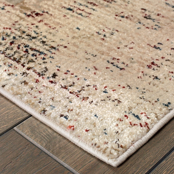 Homeroots 4' Ivory Oriental Area Rug - Distressed Design For Warmth, Stain Resistant, Perfect For Any Space 10' X 13' Polypropylene,Polyester 576370