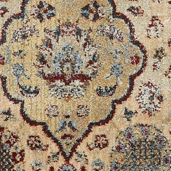 Homeroots 4' Ivory Oriental Area Rug - Distressed Design For Warmth, Stain Resistant, Perfect For Any Space 10' X 13' Polypropylene,Polyester 576370