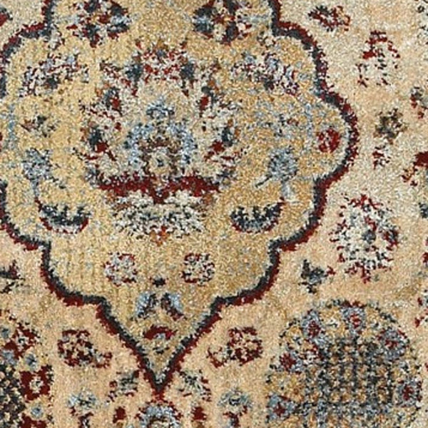Homeroots 4' Ivory Oriental Area Rug - Distressed Design For Warmth, Stain Resistant, Perfect For Any Space 10' X 13' Polypropylene,Polyester 576370